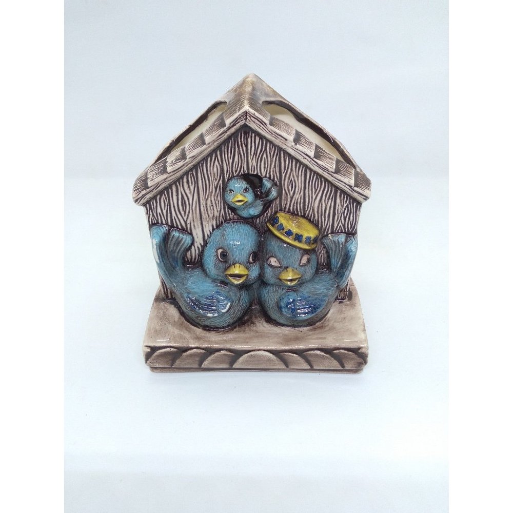 Vintage Love Birds Shawnee Style Ceramic Hanging Wall Pocket Planter